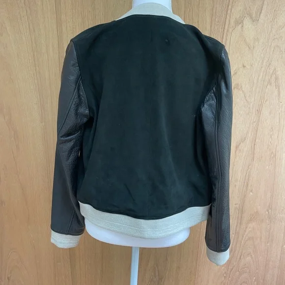 Doma Black suede and leather Bomber Jacket - Picture 3 of 8